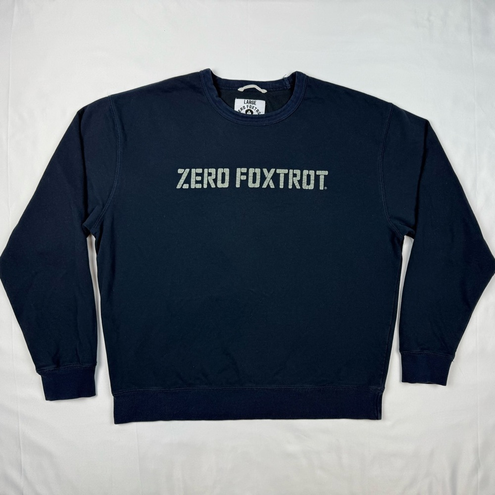 Zero Foxtrot Mens Crewneck Sweatshirt Sz Large Navy Blue Pullover B8